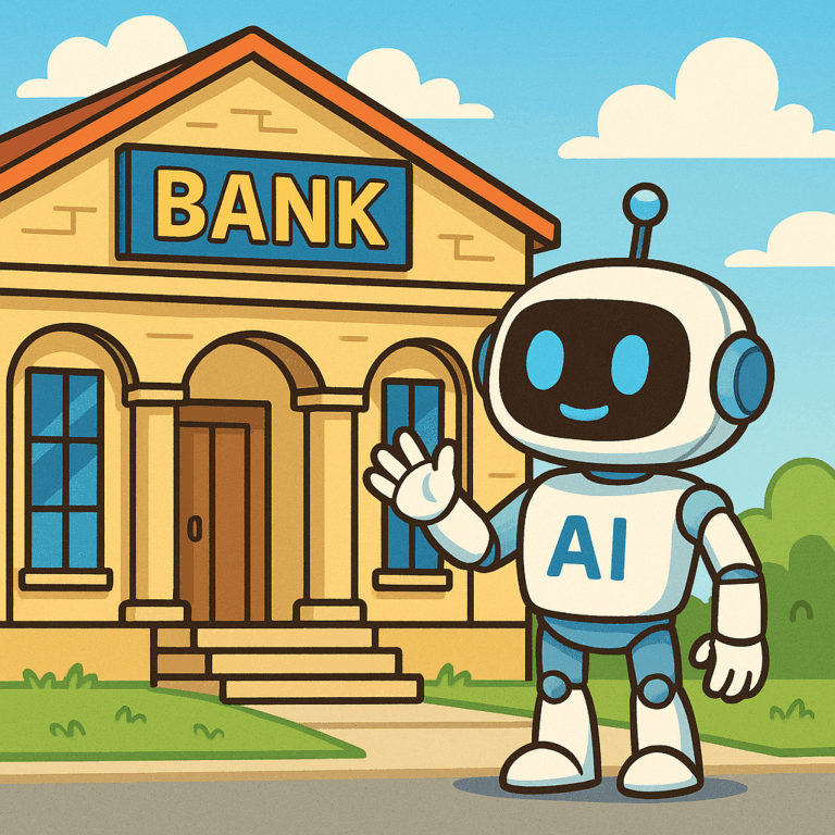 AI robot standing outside of a Bank, What You Need To Know About AI